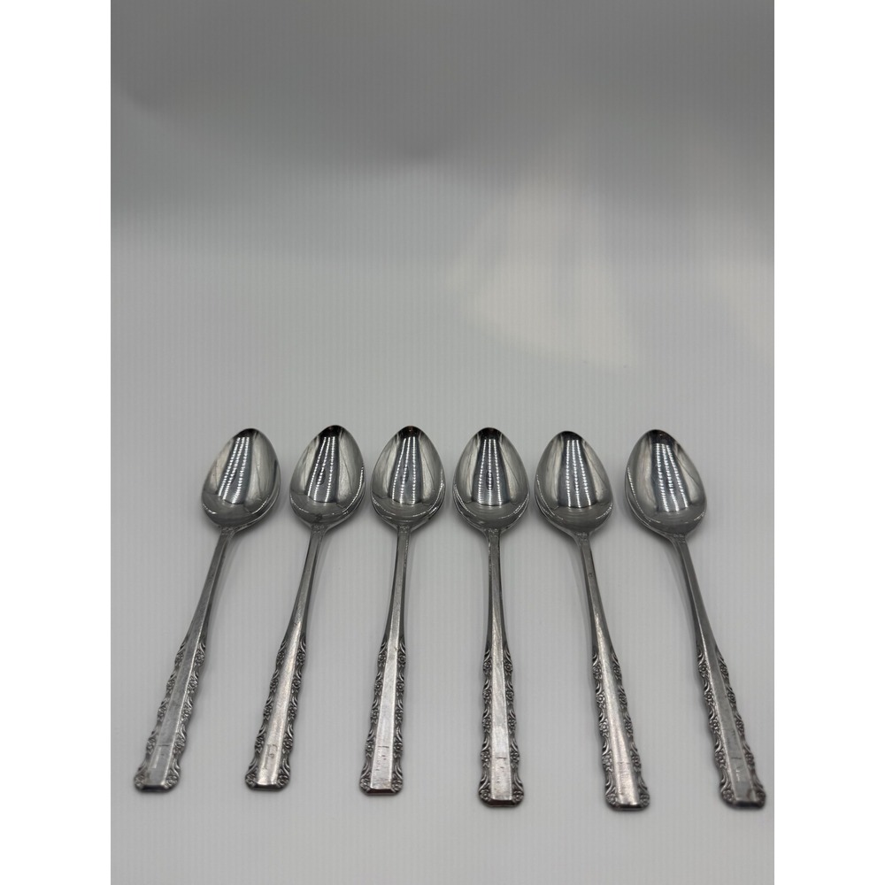 Vintage Ekco Eterna Stainless Steel Teaspoons Japan Floral Pattern Set of 6